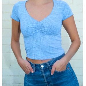 Brandy Melville Light Blue Flower Gina Top